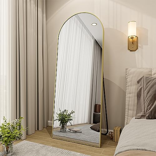 BEAUTYPEAK 65"x24" Arched Full Length Floor Mirror, Black D361
