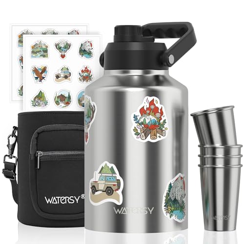 128oz Insulated Stainless Steel Water Bottle with Handle, Black W803
