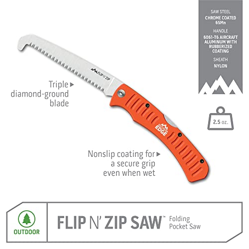 Outdoor Edge Flip N' Zip Saw 4.5" Folding Hunting Saw with Nylon Sheath F4522