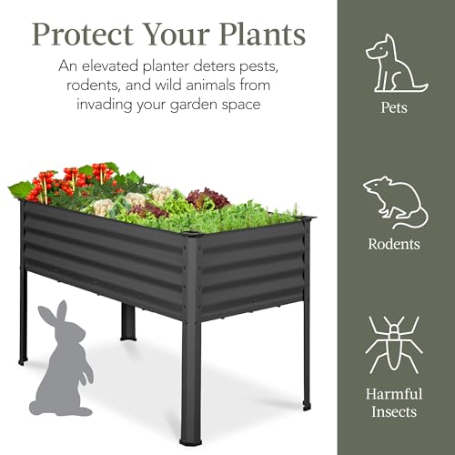 Best Choice Products 48x24x30in Galvanized Raised Garden Bed, Metal Elevated Planter Box, Dark Green S888804