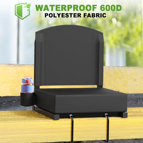 Stadium Seat with Back Support, Portable Bleacher Seat, Black V308