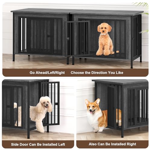 EasyCom XL Wooden Dog Crate Furniture for Medium and Large Breeds, 2 Doors A673