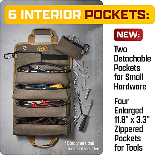 Ryker Roll Up Tool Bag Organizer with Detachable Pouches O5686