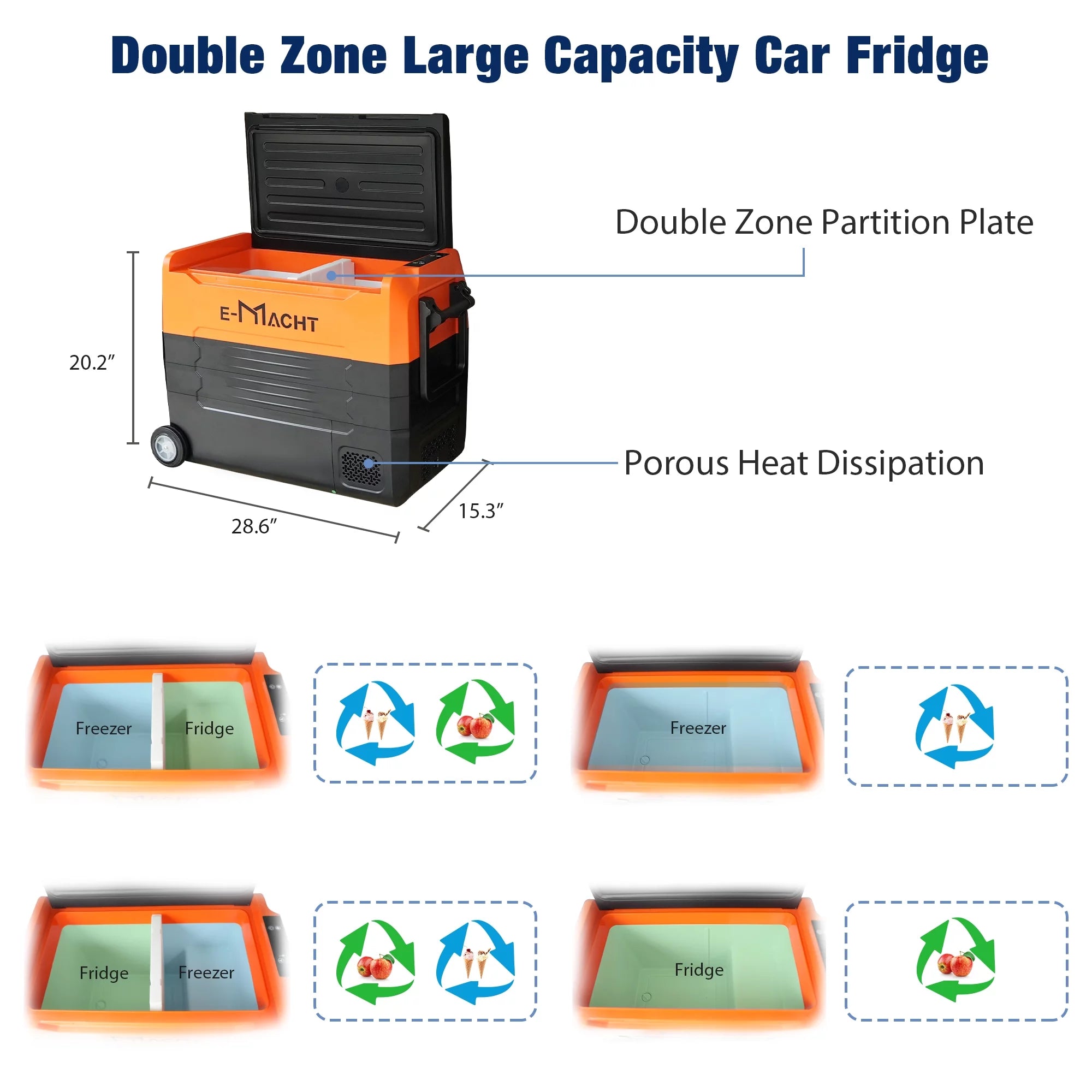 12V Portable Dual Zone Car Refrigerator 31.7QT with WiFi App Control N5786