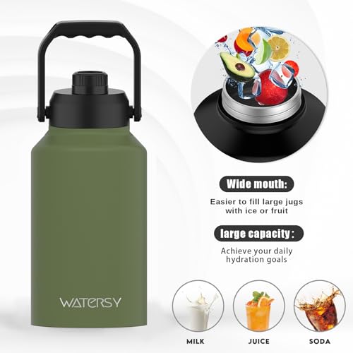 128oz Insulated Stainless Steel Water Bottle with Handle, Black W803