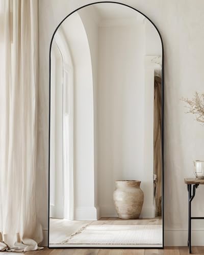 Arched Full Length Floor Mirror 76"x34" Black Freestanding I957