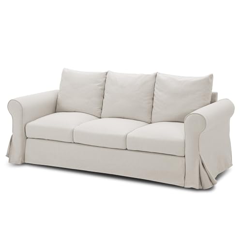 Classic 3 Seater White Slipcovered Sofa with Rolled Arm C52519