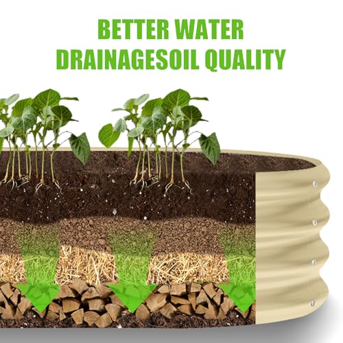 Land Guard 8ft Galvanized Raised Garden Bed Kit, Oval Metal Outdoor Planter Box, Silver D8675