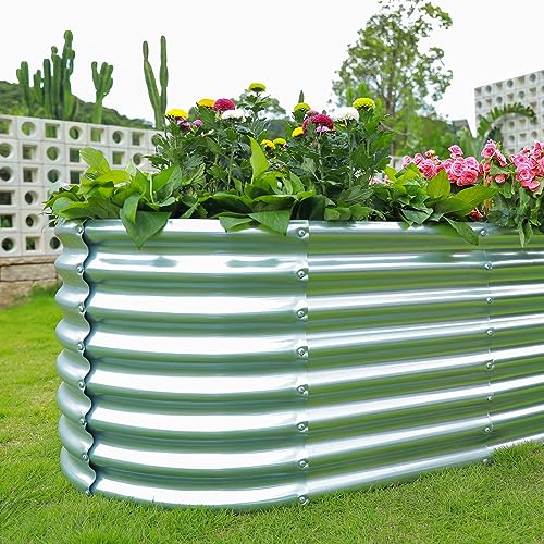 Land Guard 8×4×2 ft Galvanized Raised Garden Bed Kit for Vegetables D685