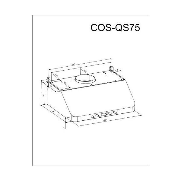 Cosmo COS-QS75 Pro-Style Under Cabinet Range Hood K582710