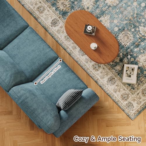90 Inch Nailhead Trim Chenille Sofa for Living Room, Beige L968714