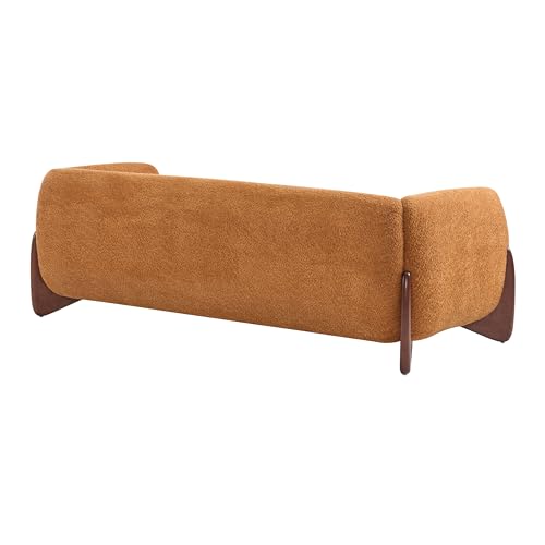 Christopher Knight Home Almab 82" Boucle 3-Seater Sofa, Wood Frame, Caramel Brown L227