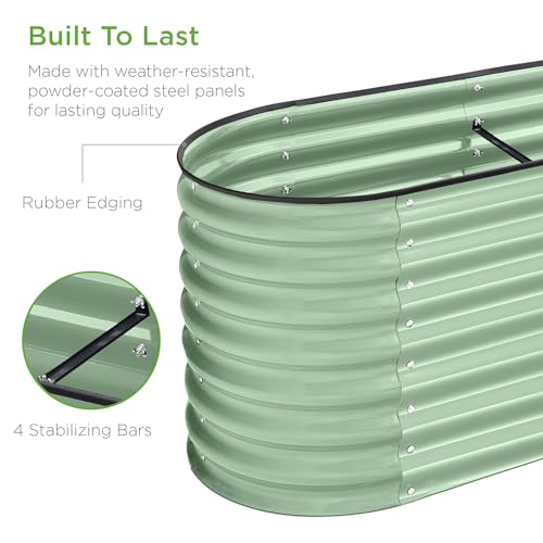 Best Choice Products 8x2x2ft Metal Raised Garden Bed Oval Planter Box for Vegetables, Herbs B5622