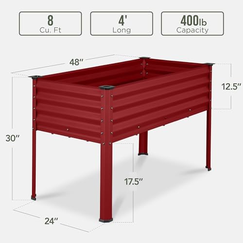 Best Choice Products 48x24x30in Galvanized Raised Garden Bed, Metal Elevated Planter Box, Dark Green S888804