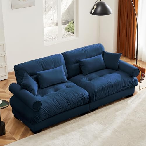 130" Modular Sectional Sofa with Movable Ottoman, Velvet Upholstered, Green Y4976