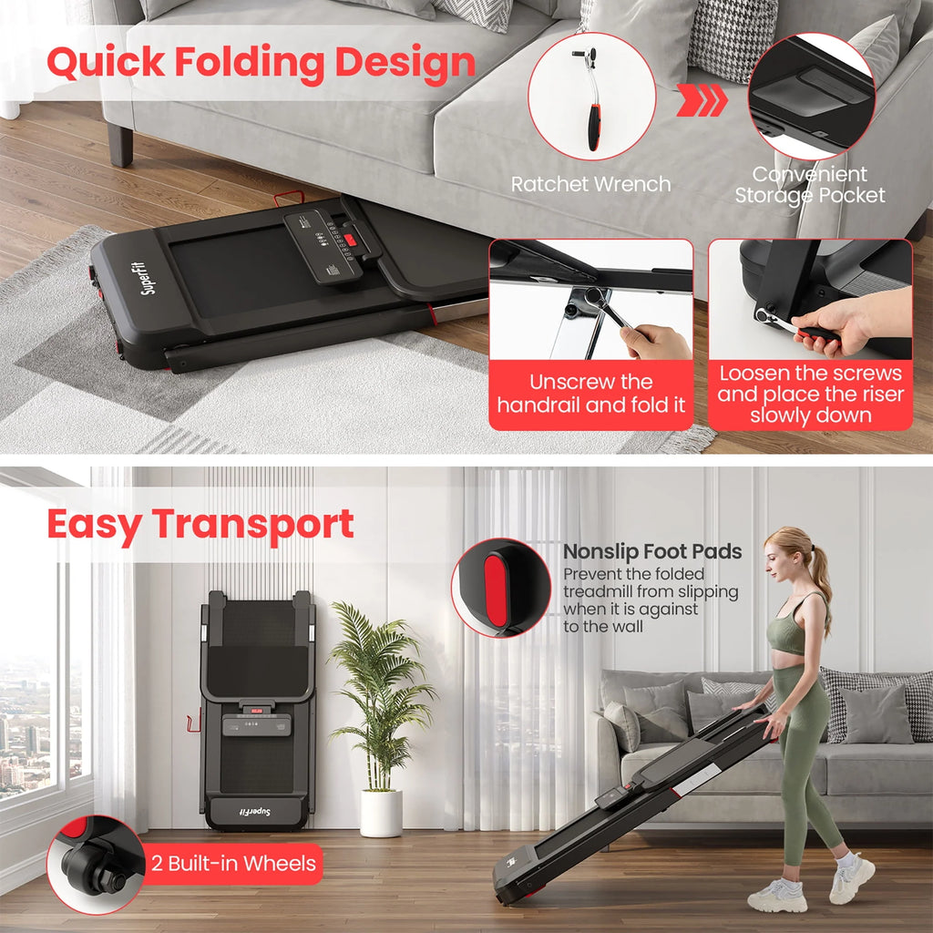 Superfit 3HP Folding Treadmill with APP Control, Black Z7624