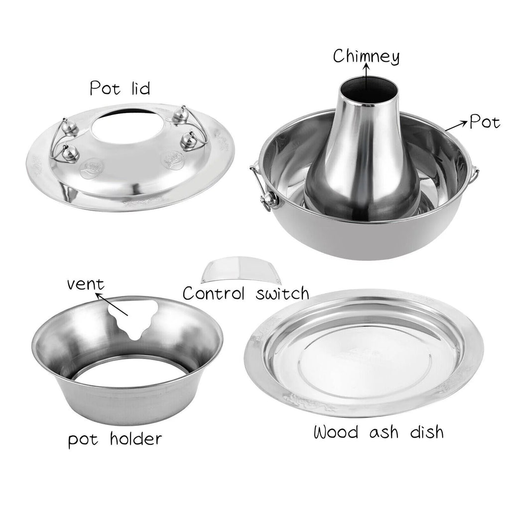 LKS-8380 Chinese Style Stainless Steel Shabu Hot Pot 1.9QT A669437