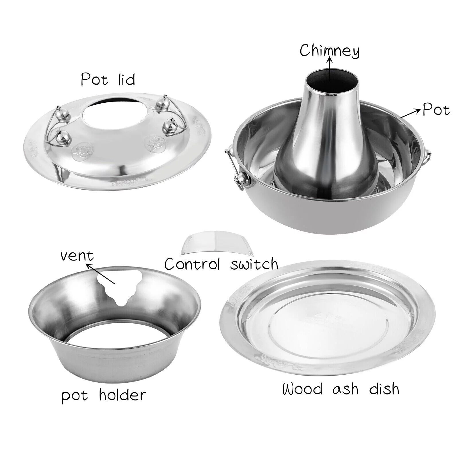 LKS-8380 Chinese Style Stainless Steel Shabu Hot Pot 1.9QT A669437
