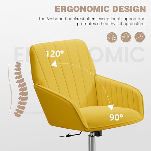 Velvet Home Office Chair with Gold Base, Swivel Desk Chair with Wheels (Cream) Z435471