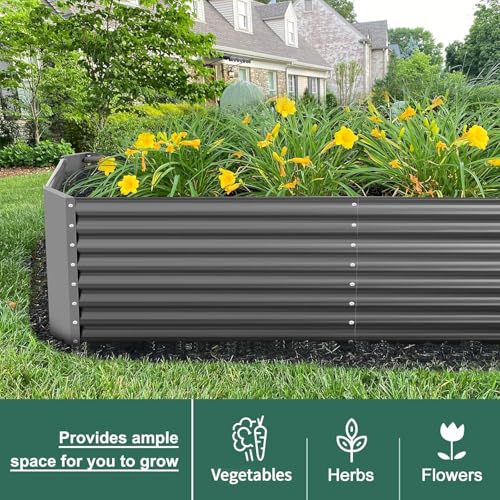 Land Guard 8×4×2 ft Galvanized Raised Garden Bed Kit for Vegetables D685