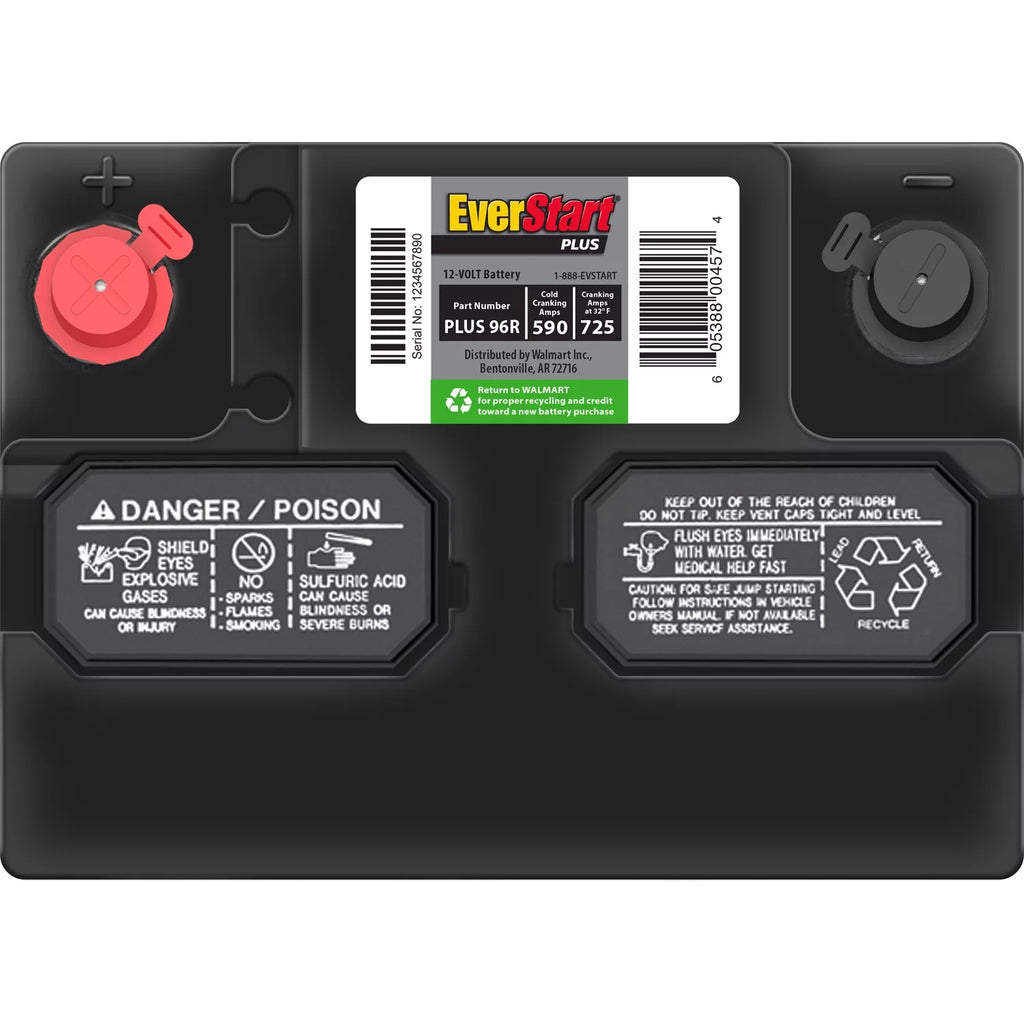 EverStart Plus Lead Acid Automotive Battery Group Size 96R 12V 590 CCA L61683