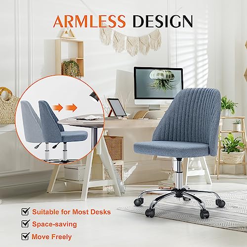 Sweetcrispy Armless Office Chair with Wheels, Adjustable Swivel Task Chair S259576