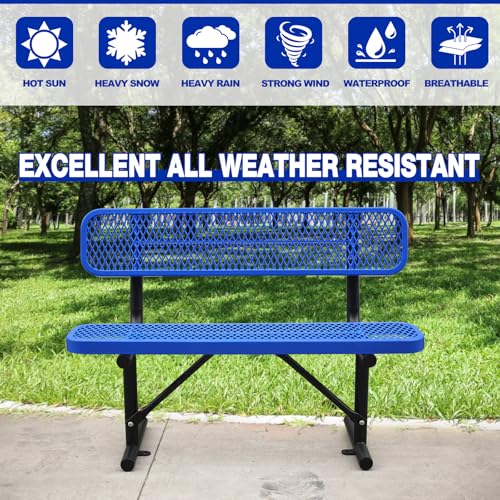 Heavy Duty Outdoor Metal Park Bench with Backrest for Garden Patio Yard K713