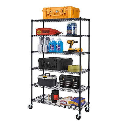 4 Tier NSF Wire Shelving Unit Heavy Duty Steel Storage Rack, Black X19089