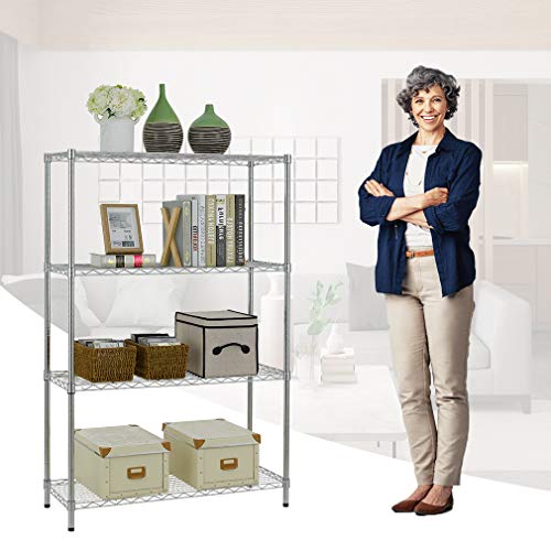 4 Tier NSF Wire Shelving Unit Heavy Duty Steel Storage Rack, Black X19089