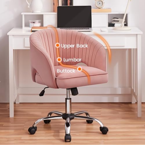 Yaheetech Velvet Vanity Chair with Wheels for Bedroom Cream U9976