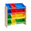 Amazon Basics Kids Toy Storage Organizer with 12 Plastic Bins, White and Pink E133327