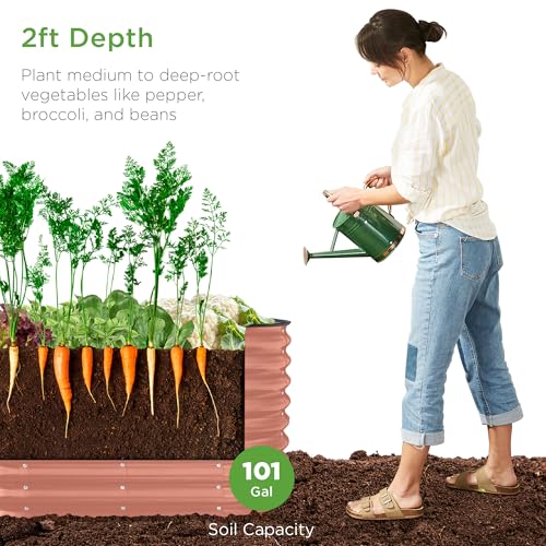 Best Choice Products 8x2x2ft Metal Raised Garden Bed Oval Planter Box for Vegetables, Herbs B5622