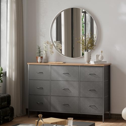 9-Drawer Fabric Dresser for Bedroom, TV Stand Storage Cabinet U5871