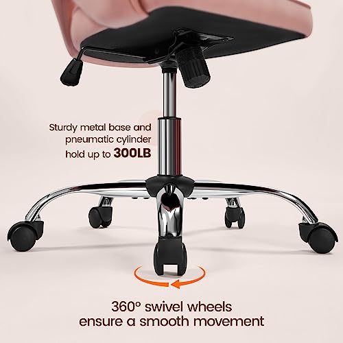 Yaheetech Velvet Vanity Chair with Wheels for Bedroom Cream U9976