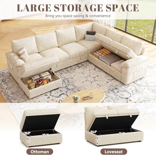 108 Inch U-Shaped Sectional Sleeper Sofa with Pull Out Bed, Dark Grey J60928