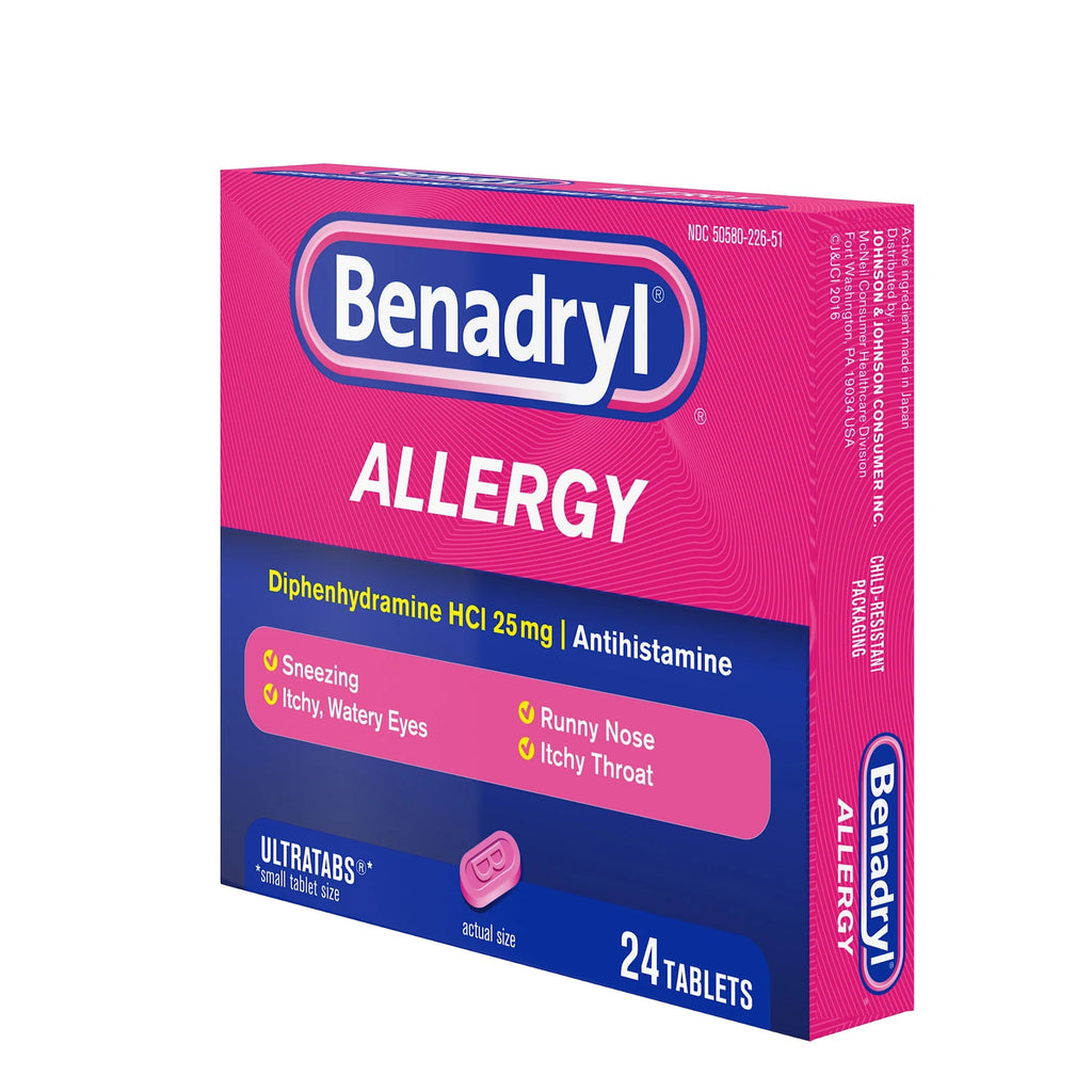 Benadryl Ultratabs Antihistamine Cold & Allergy Relief Tablets, 24 Ct W2632