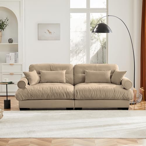 130" Modular Sectional Sofa with Movable Ottoman, Velvet Upholstered, Green Y4976