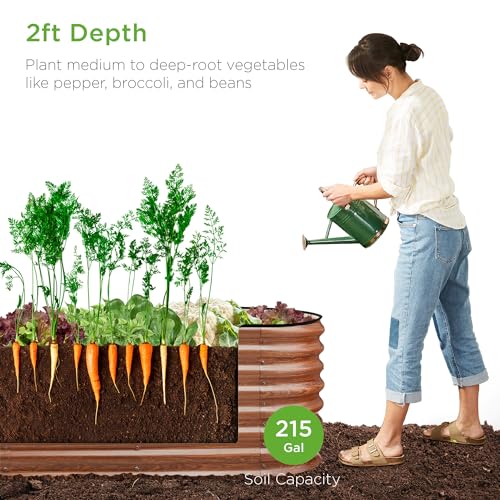 Best Choice Products 8x2x2ft Metal Raised Garden Bed Oval Planter Box for Vegetables, Herbs B5622