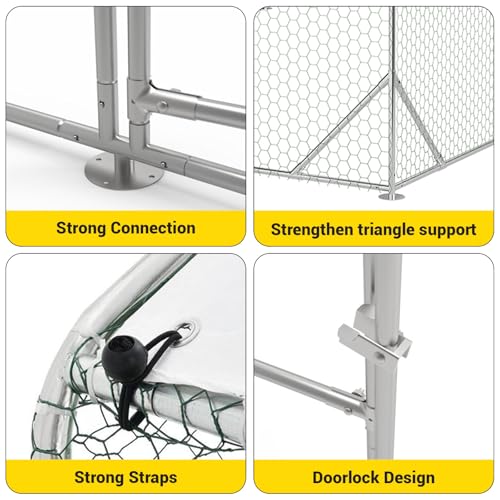 Large Metal Chicken Coop Walk-in Poultry Cage with Waterproof Cover, Double Lockable Doors X5588