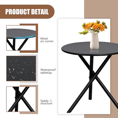 Shintenchi 3 Piece Outdoor Rocking Bistro Set with Table, Black R7367