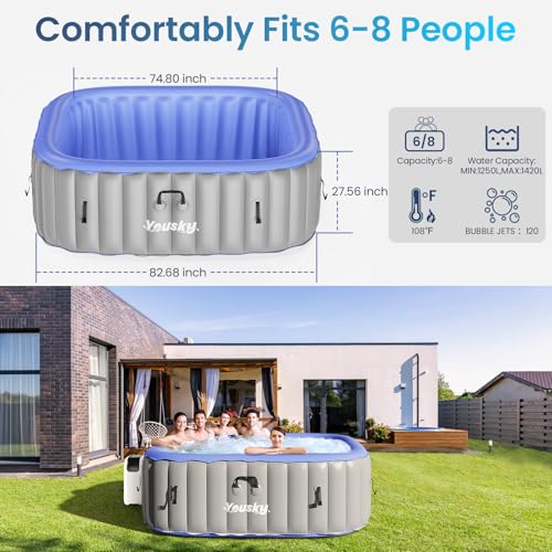 Inflatable Hot Tub 6-8 Person with 120 Bubble Jets and Heater K601