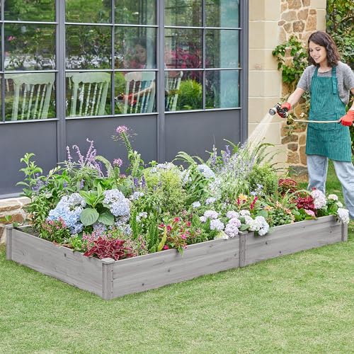 Yaheetech 8×2ft Wooden Raised Garden Bed for Flowers Vegetables Herbs Outdoor E283112