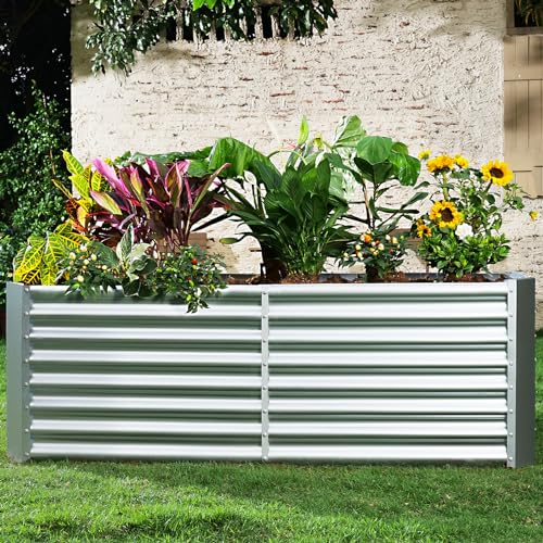 Land Guard 8×4×2 ft Galvanized Raised Garden Bed Kit for Vegetables D685