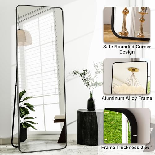 HARRITPURE 56" x 21" Rounded Full Length Floor Mirror with Aluminum Frame I85546