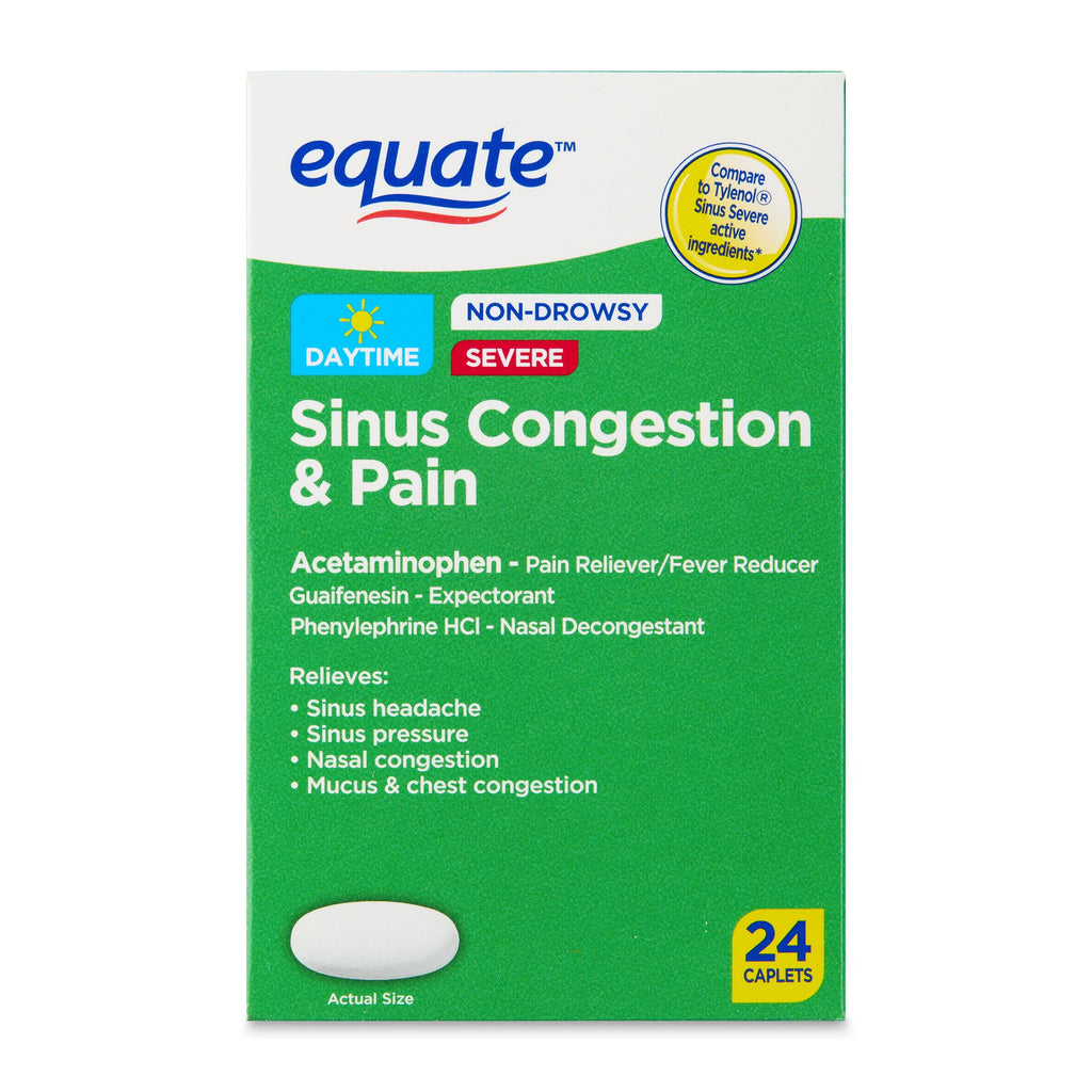 Equate Severe Sinus Congestion & Pain Acetaminophen Caplets 325mg, 24 Count