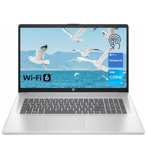 HP Premium 17.3" Touchscreen Laptop, 8-Cores Intel Core i3-N305, 32GB RAM, 128GB eMMC + 1TB SSD, Webcam, HDMI, Wi-Fi 6, Windows 11 S, Silver