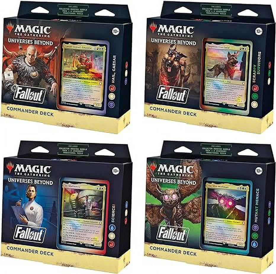 MAGIC THE GATHERING: FALLOUT COMMANDER Deck BUNDLE – Includes All 4 Decks (1 Hail Caesar, 1 Scrappy Survivors, 1 Science!, and 1 Mutant Menace)
