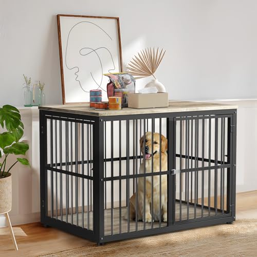 43'' Dog Crate Furniture with 3 Doors, XL Wooden End Table for Medium to Large Dogs M2208