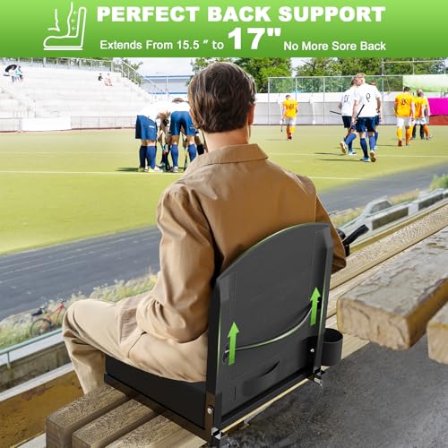 Stadium Seat with Back Support, Portable Bleacher Seat, Black V308