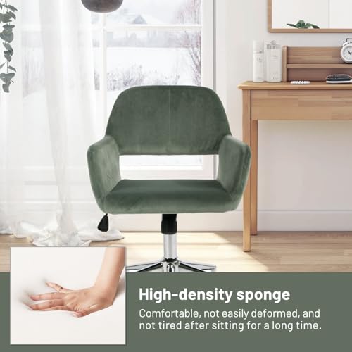 FurnitureR Fabric Upholstered Office Chair with Wheels, Adjustable Mid Back, Beige O766754